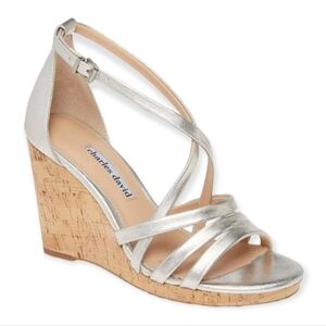 Charles David Women's Silver Randee Wedge Sandals